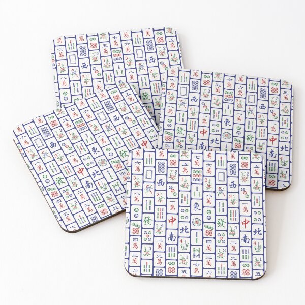 Item preview, Traditional Mahjong Tiles In Neat Pattern Blue Background Version 1 designed and sold by teeworthy.