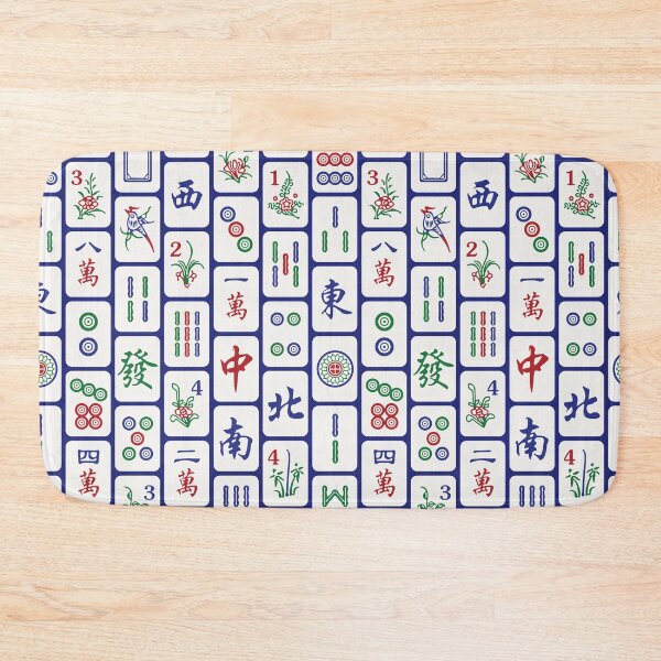 Item preview, Traditional Mahjong Tiles In Neat Pattern Blue Background Version 1 designed and sold by teeworthy.