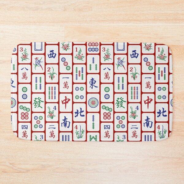 Item preview, Traditional Mahjong Tiles In Neat Pattern Red Background Version 1 designed and sold by teeworthy.