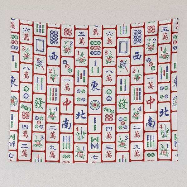 Item preview, Traditional Mahjong Tiles In Neat Pattern Red Background Version 1 designed and sold by teeworthy.