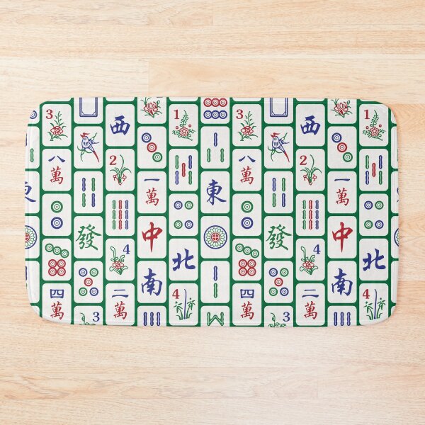 Item preview, Traditional Mahjong Tiles In Neat Pattern Green Background Version 1 designed and sold by teeworthy.