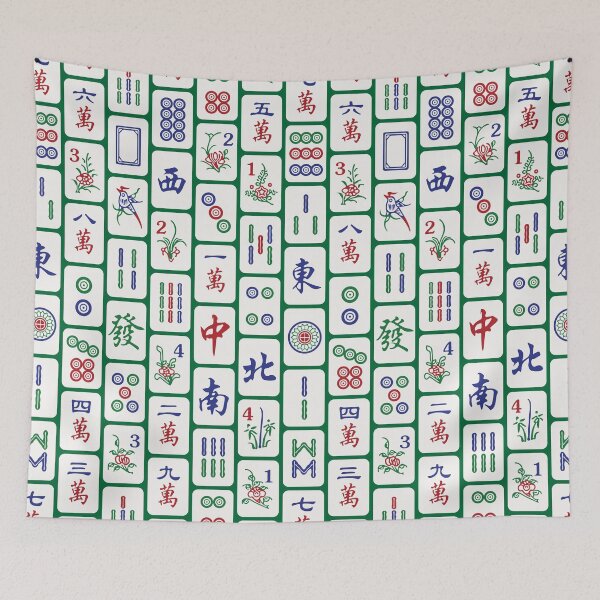 Item preview, Traditional Mahjong Tiles In Neat Pattern Green Background Version 1 designed and sold by teeworthy.