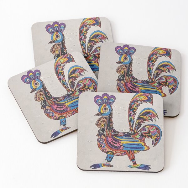 Item preview, Colorful Rooster - Modern Abstract Folk Art designed and sold by filarmagda-art.