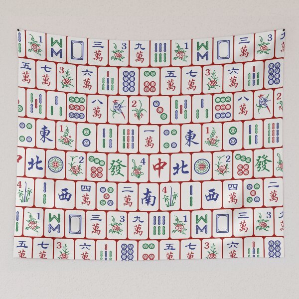 Item preview, Traditional Mahjong Tiles In Neat Pattern Red Background Version 2 designed and sold by teeworthy.