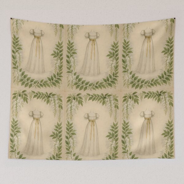 Item preview, Regency Silhouette in Wisteria White – Botanical Frame on Vintage Paper designed and sold by EmeraldeaArt.