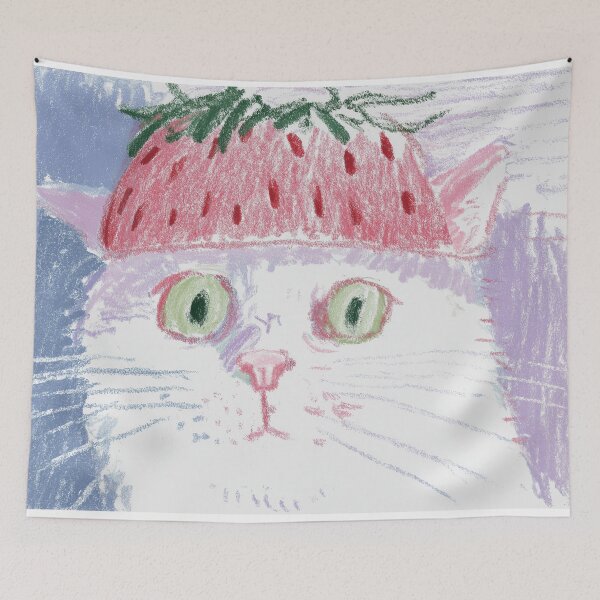 Item preview, strawberry hat cat designed and sold by happy kat.