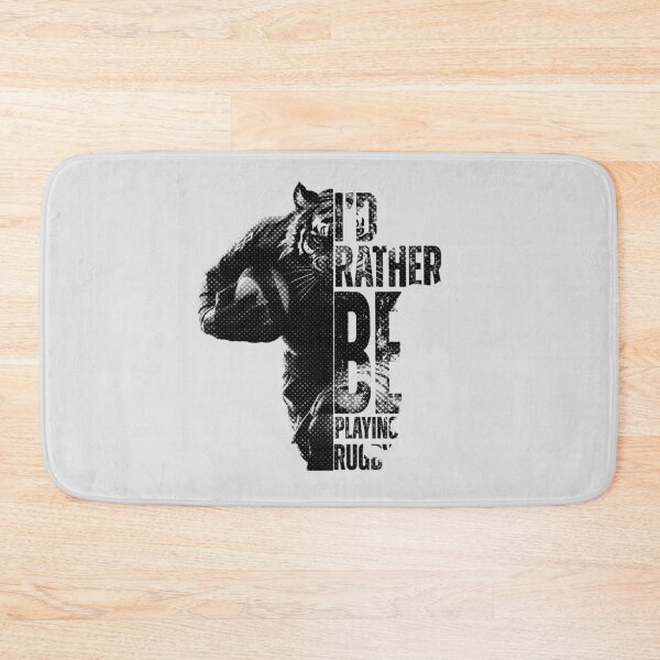 Item preview, I'd Rather Be Playing Rugby Tiger Rugby Player Halftone designed and sold by TrueArtsStore.
