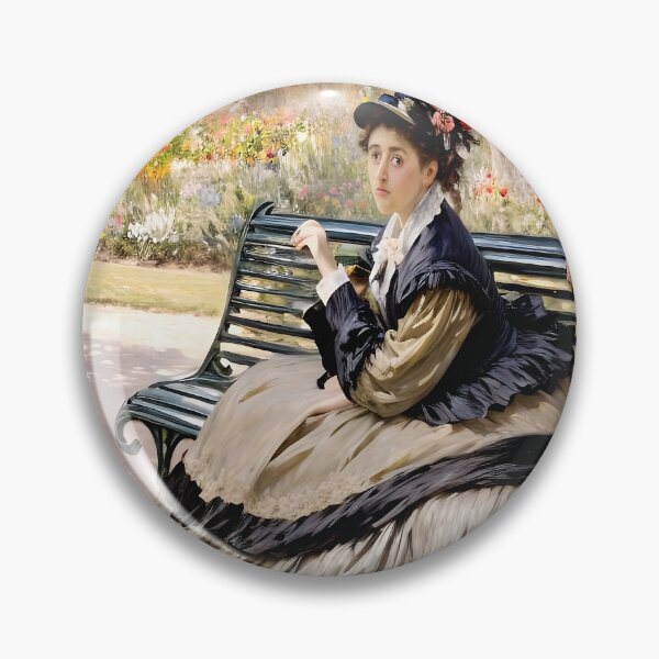 Item preview, Camille Monet on a Garden Bench - A Serene Portrait of Domestic Bliss designed and sold by artdesignsnow.