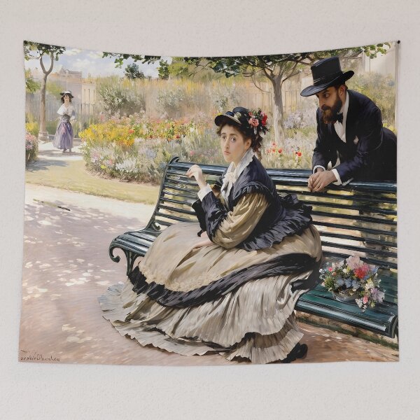 Item preview, Camille Monet on a Garden Bench - A Serene Portrait of Domestic Bliss designed and sold by artdesignsnow.