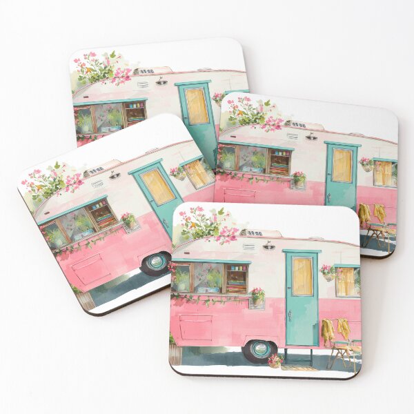 Item preview, Vintage camper in a garden setting designed and sold by anytka.