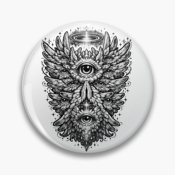 Item preview, Biblically Accurate Angel – Occult Tattoo Style Religious Art designed and sold by The Sweet Bee.