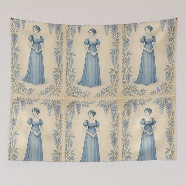 Item preview, Wisteria Blue Reverie – Regency Lady Among Cascading Blooms designed and sold by EmeraldeaArt.