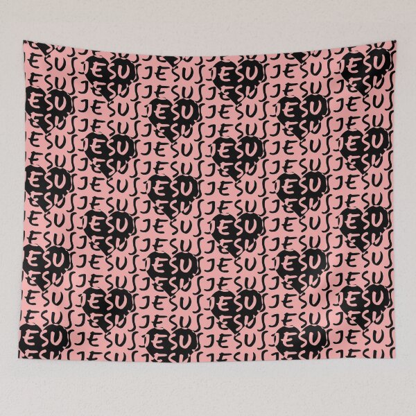 Item preview, Repetitive pattern Jesus & Love Heart Christian Faith John 3:16 | black designed and sold by ZechJohnRB.