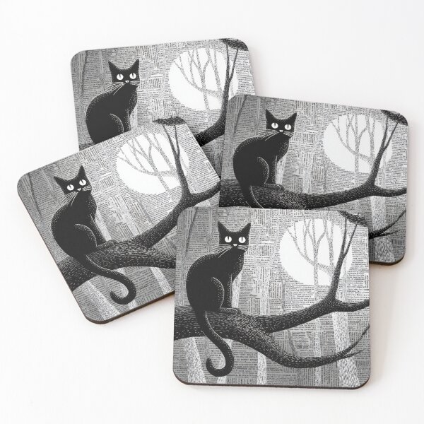 Item preview, Night: black cat on branch designed and sold by anytka.