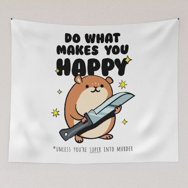 Item preview, Chubby hamster with knife – Dark humor funny design | “Do what makes you happy” sarcastic joke (on light colors) designed and sold by messy-nessie.