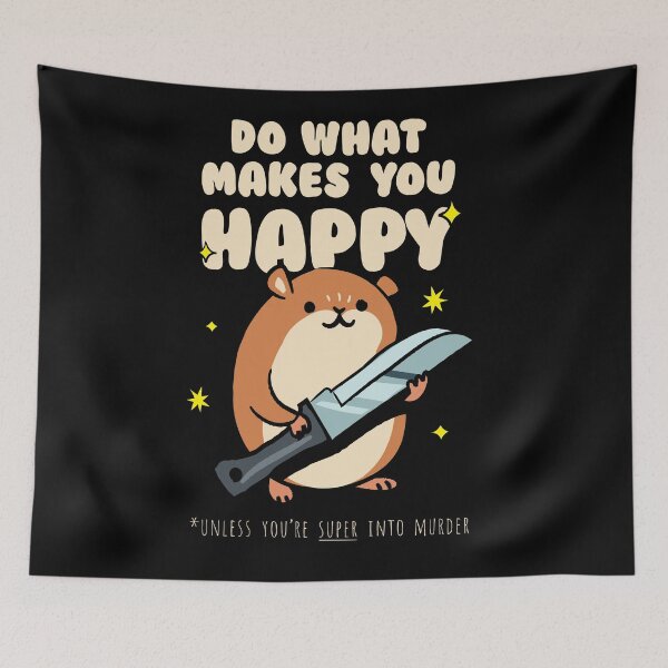 Item preview, Chubby hamster with knife – Dark humor funny design | “Do what makes you happy” sarcastic joke (on dark colors) designed and sold by messy-nessie.