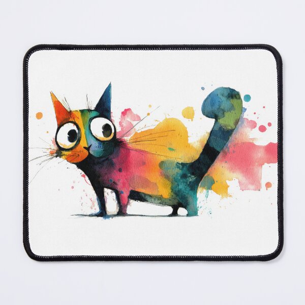 Item preview, Colorful cat in playful stance designed and sold by anytka.