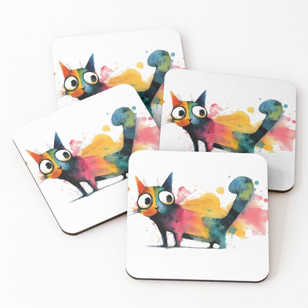 Item preview, Colorful cat in playful stance designed and sold by anytka.