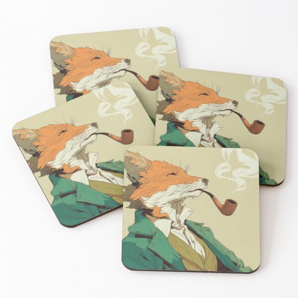 Item preview, Fox wearing coat and smoking pipe designed and sold by anytka.
