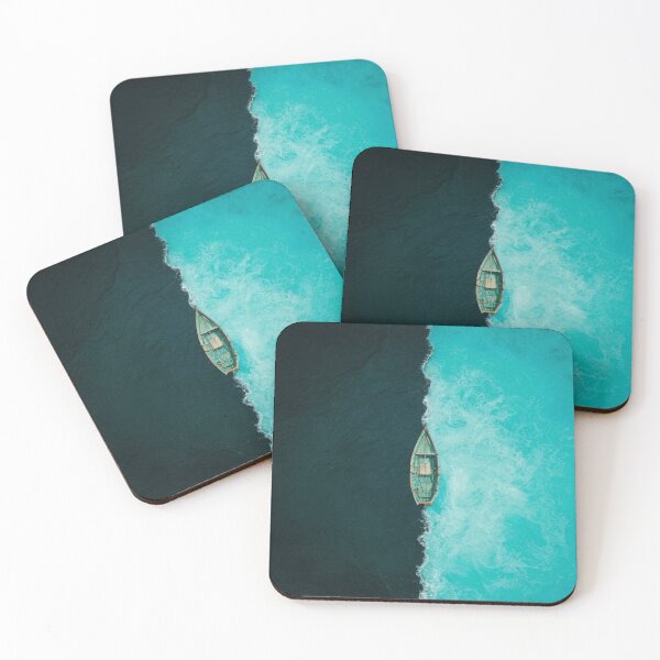 Item preview, Two Worlds Collision - Minimalist Ocean Boat Aerial Photography designed and sold by Fern & Fable.
