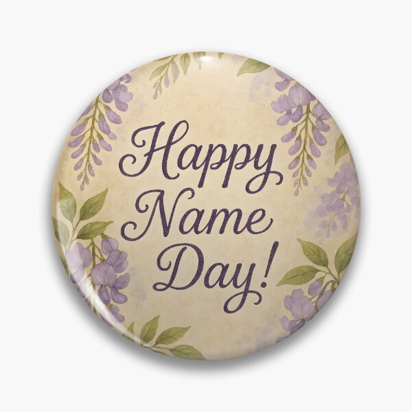 Item preview, Happy Name Day – Purple Wisteria Wishes on Vintage Watercolor Paper designed and sold by EmeraldeaArt.