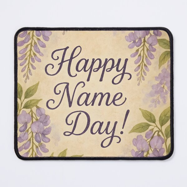 Item preview, Happy Name Day – Purple Wisteria Wishes on Vintage Watercolor Paper designed and sold by EmeraldeaArt.