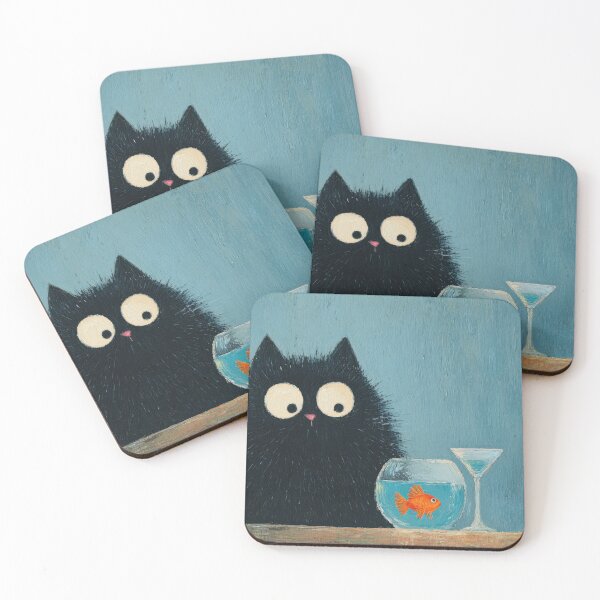 Item preview, Cute black cat watches goldfish bowl designed and sold by anytka.