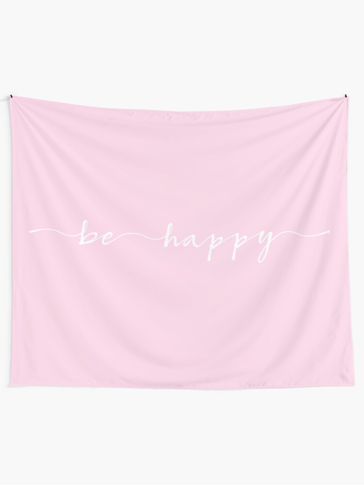 Alternate view of be happy white ink lettering Tapestry