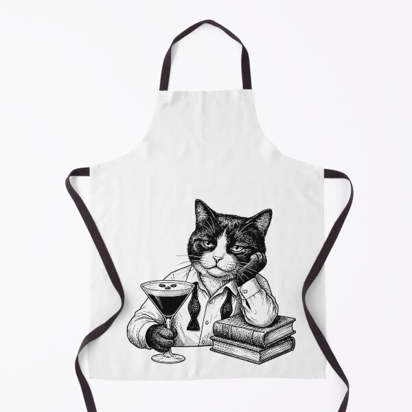 Item preview, Dark Academia Tuxedo Cat Espresso Martini Library Art designed and sold by OneLineBar.