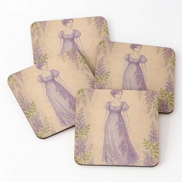 Item preview, Regency Elegance in Wisteria – Botanical Dress & Watercolor Frame designed and sold by EmeraldeaArt.