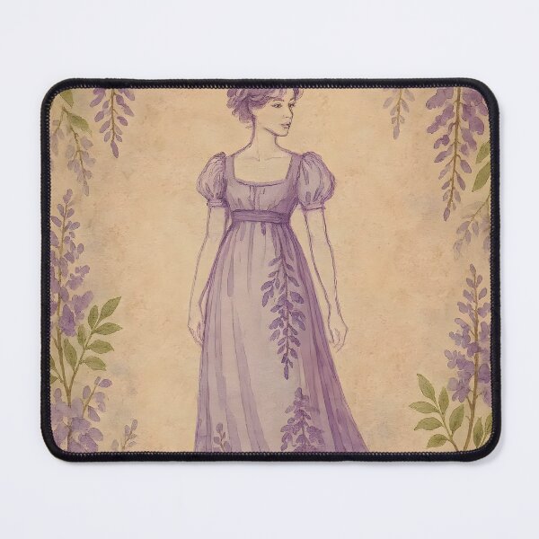 Item preview, Regency Elegance in Wisteria – Botanical Dress & Watercolor Frame designed and sold by EmeraldeaArt.