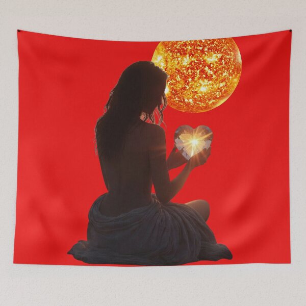 Item preview, Girl holding a crystal heart - sun in background designed and sold by No socks.