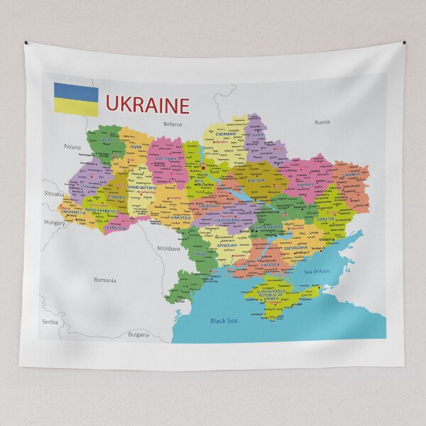 Item preview, Ukraine Political Map – Regions and Major Cities - Administrative Map designed and sold by alijun.