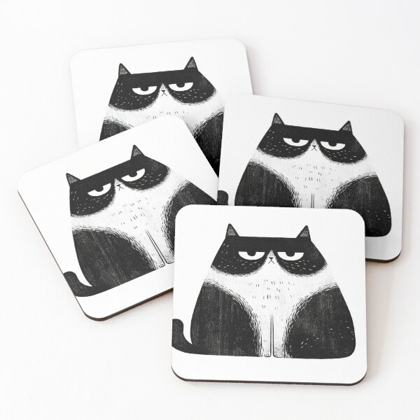Item preview, Black and white cat sits and stares designed and sold by anytka.
