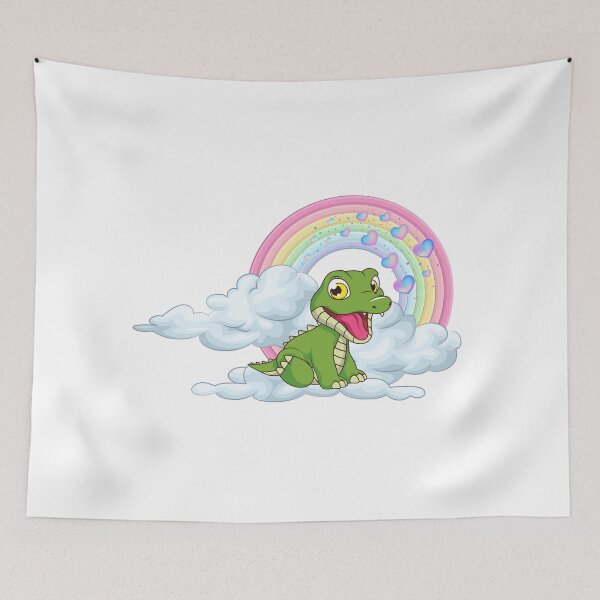 Item preview, Sweet Baby Croc - Cute Green Crocodile on Rainbow Clouds designed and sold by Love3Happy.