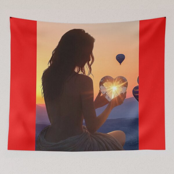 Item preview, Girl holding a crystal heart - sunset  designed and sold by No socks.
