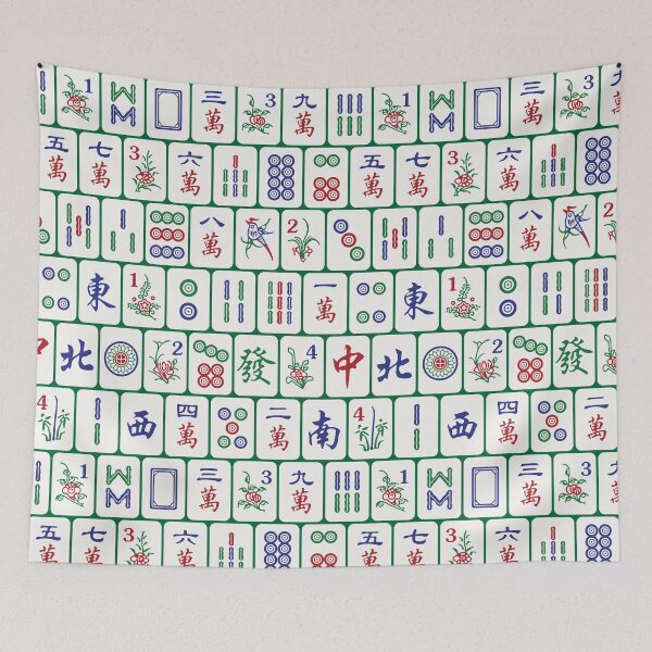 Item preview, Traditional Mahjong Tiles In Neat Pattern Green Background Version 2 designed and sold by teeworthy.