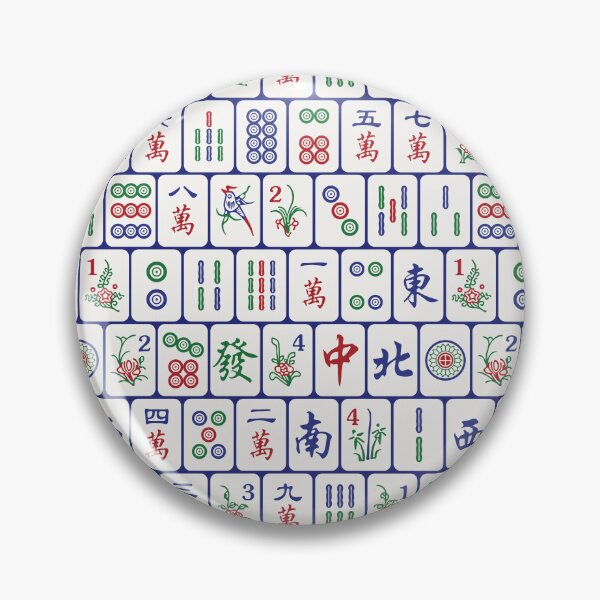 Item preview, Traditional Mahjong Tiles In Neat Pattern Blue Background Version 2 designed and sold by teeworthy.