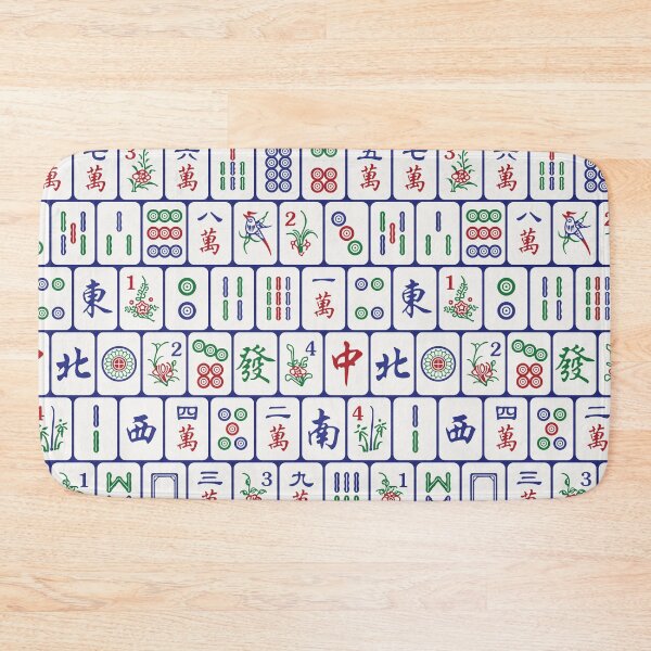 Item preview, Traditional Mahjong Tiles In Neat Pattern Blue Background Version 2 designed and sold by teeworthy.