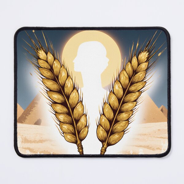 Item preview, Sacred ears of corn from Dura-Europos and Dukhn, offered by God | Divine hieroglyphic halo | Mythical origin of the White Nile | Stylized Egyptian papyrus designed and sold by Absolutsoma.