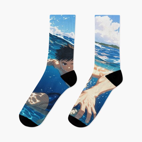Item preview, Anime Ocean Swimmer Poster | Summer Water Action Manga Style Digital Art Print designed and sold by Sushikidsntod.