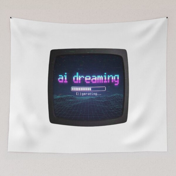 Item preview, AI Dreaming - Retro 90s Cyberpunk Glitch Tech Design designed and sold by RetroRascalStudio.