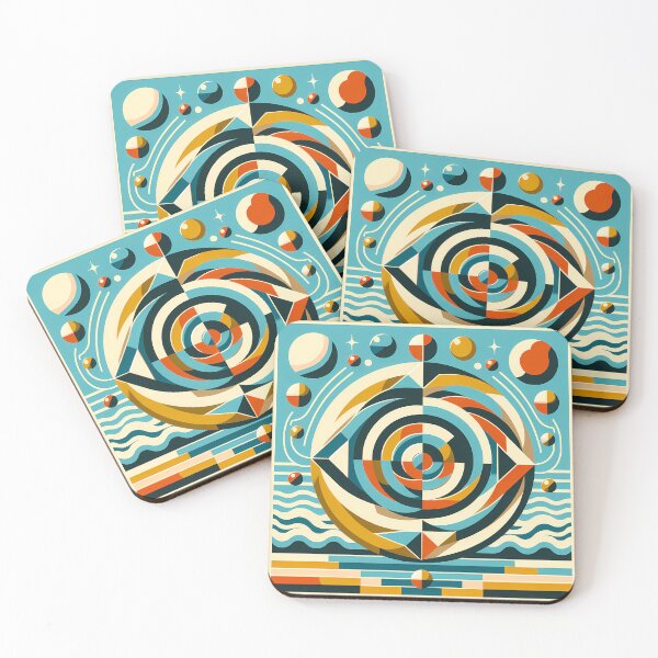 Item preview, Geometric Spiral Eye in Teal and Ochre designed and sold by InkSmithery.