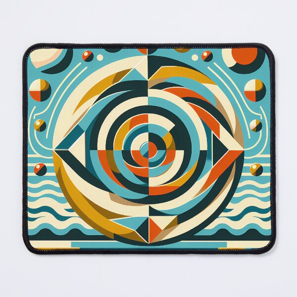 Item preview, Geometric Spiral Eye in Teal and Ochre designed and sold by InkSmithery.