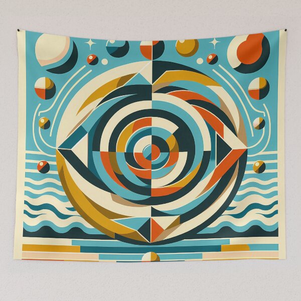 Item preview, Geometric Spiral Eye in Teal and Ochre designed and sold by InkSmithery.