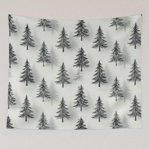 Item preview, Misty Pine Forest Seamless Pattern — Nordic Watercolor Black & White designed and sold by Soulharmony.