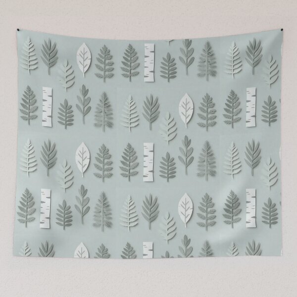 Item preview, Scandinavian Paper-Cut Leaves — Minimal Botanical Grey & White Set designed and sold by Soulharmony.