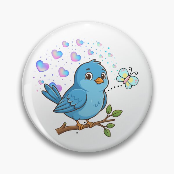 Item preview, Friendly Bird - Cute Blue Bird Chatting with Butterfly designed and sold by Love3Happy.
