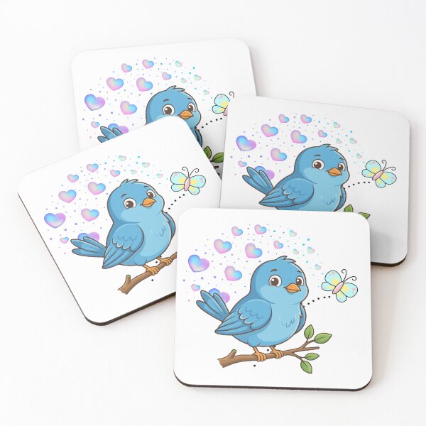 Item preview, Friendly Bird - Cute Blue Bird Chatting with Butterfly designed and sold by Love3Happy.