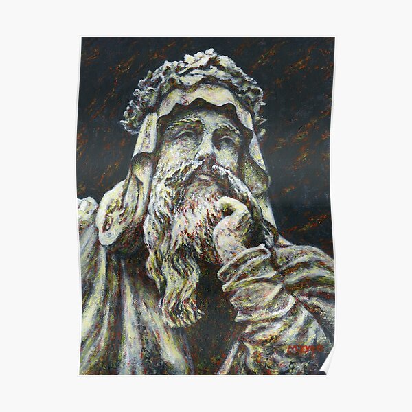Druid stone sculpture painting, Croome Park Poster